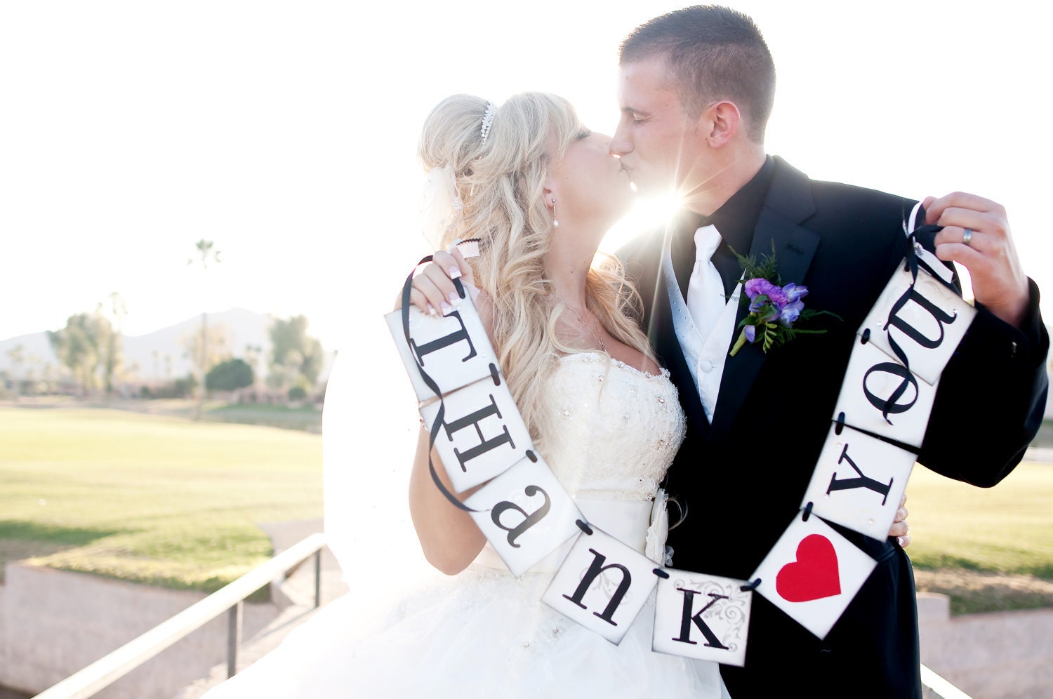THANK YOU sign banner, wedding, garland, photo prop CUSTOMIZE colors