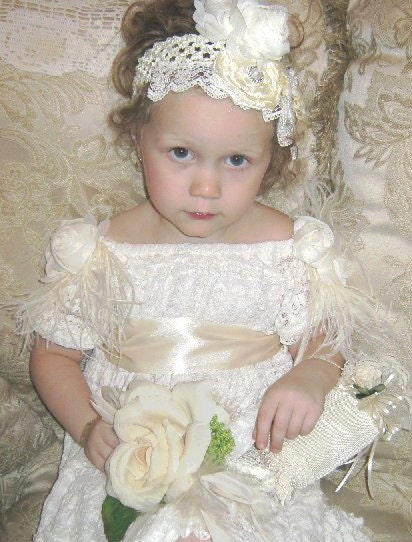 Wedding Victorian Girls Headband Feather pearls Flower Lace Hair Accessories