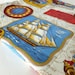 Nautical Bedspread Sailing Ships and Maps Twin Size in Red, White, Blue and Gold by Sears Boys Bedroom Decor