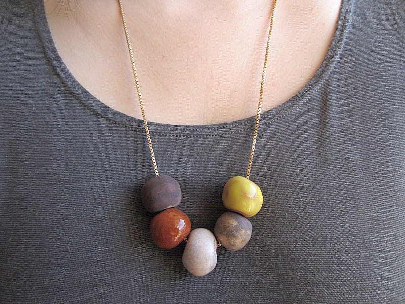 Toast: Ceramic Bead Necklace