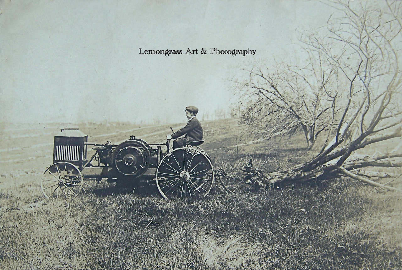 Boy Riding Antique Tractor Vintage Tones Fine Art Print 10 x 15, also 8x12, 6x9