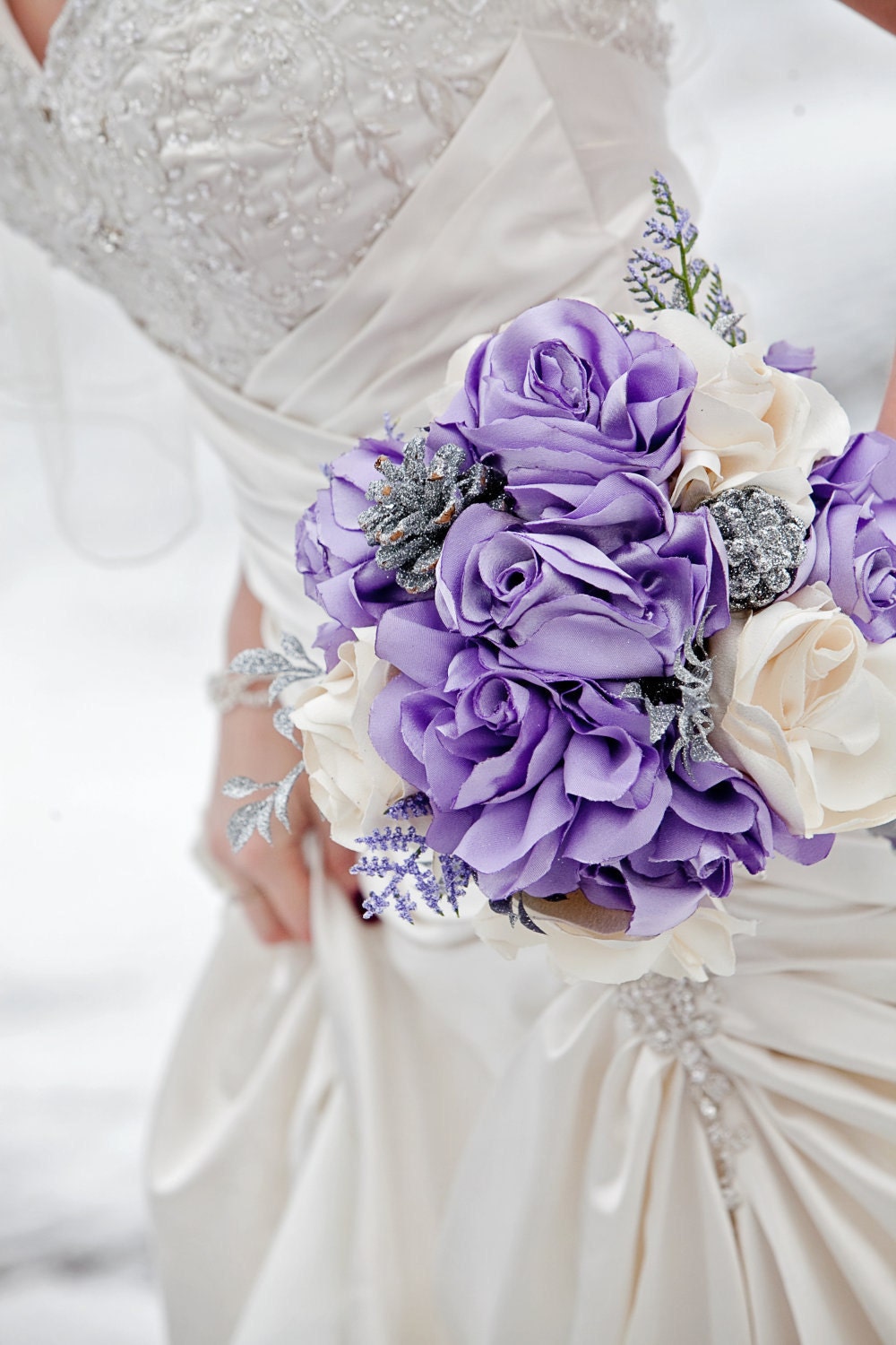 Fabric wedding bouquet couture flowers luxurious crepe satin fabric roses --custom order flowers