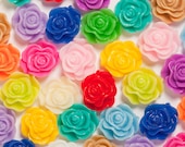 200 - Mixed Color Flower Cabochons, Rose Shaped, 13mm (R1-037/054)