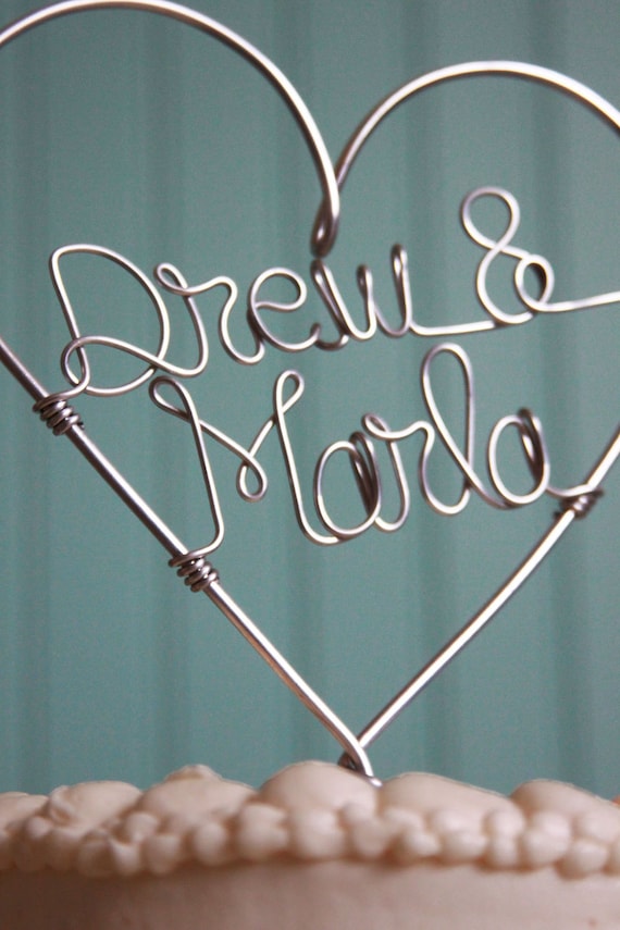 Custom Wire Heart Names Wedding Cake Topper