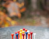 Last Man Standing game by BANDY.  Brightly colored pegs, reclaimed sycamore base.