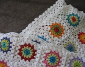 Cotton baby  blanket - flower - crochet handmade - Afghan granny square - crochet