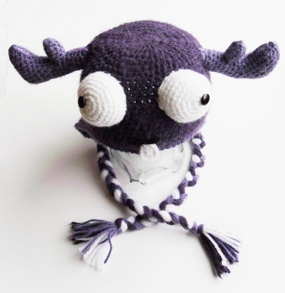 Purple Moose  - Crochet Earflap Hat