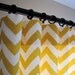 Pair of Decorative Designer Custom Curtains Drapes  75W x 75L  Corn Yellow and White Chevron Zig Zag Fully Lined