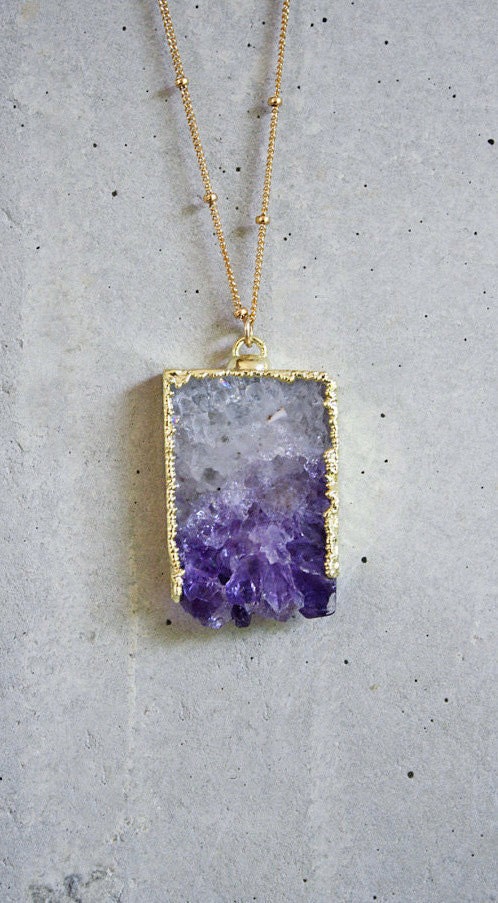 Reserved - Raw Amethyst Slice Necklace