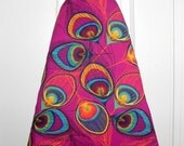 Ironing Board Cover - Peacock feathers in Magenta Pink , Teal blue and Yellow