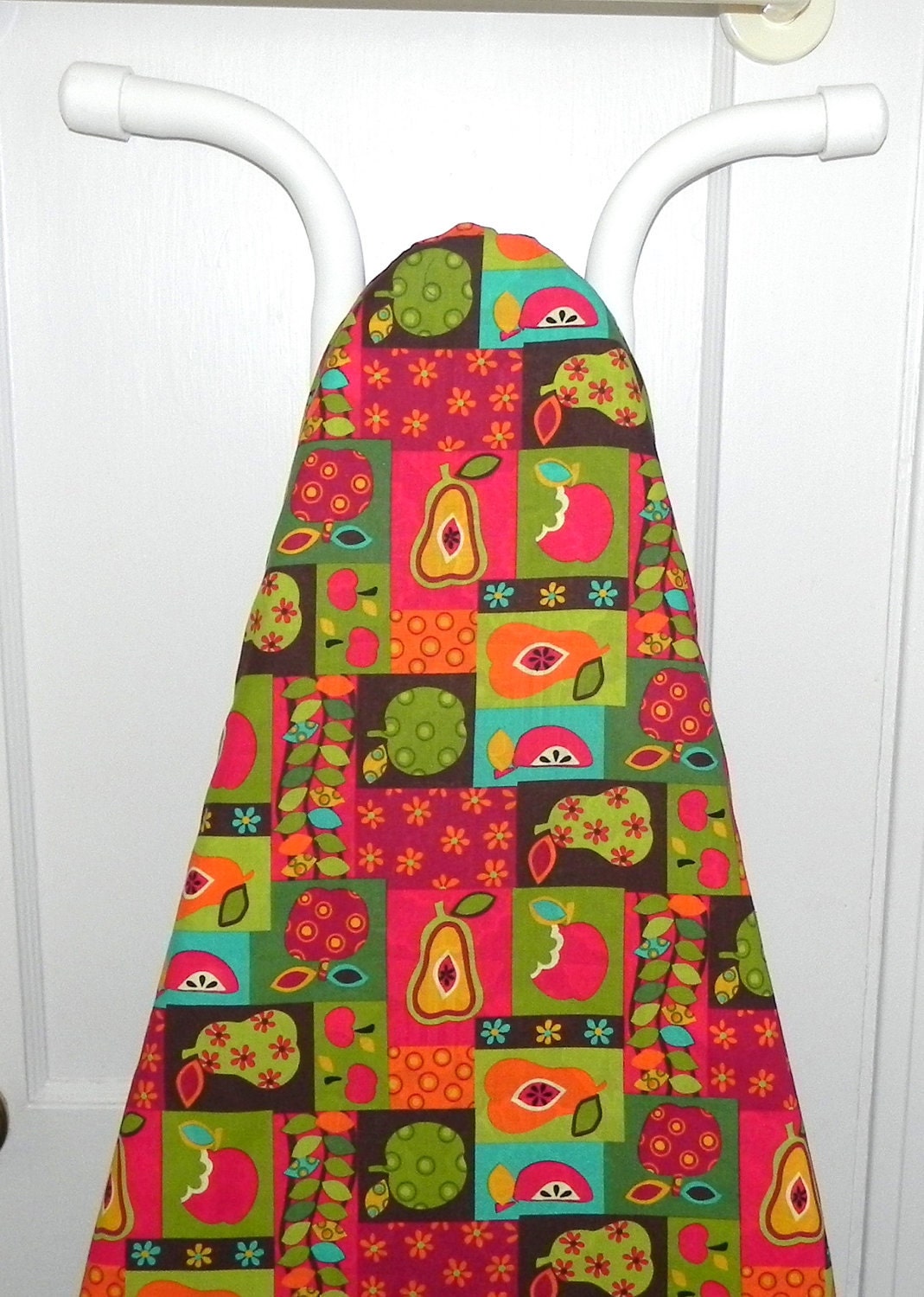 Ironing Board Cover - Pears and Apples in dark red, turquoise, green, brown and orange