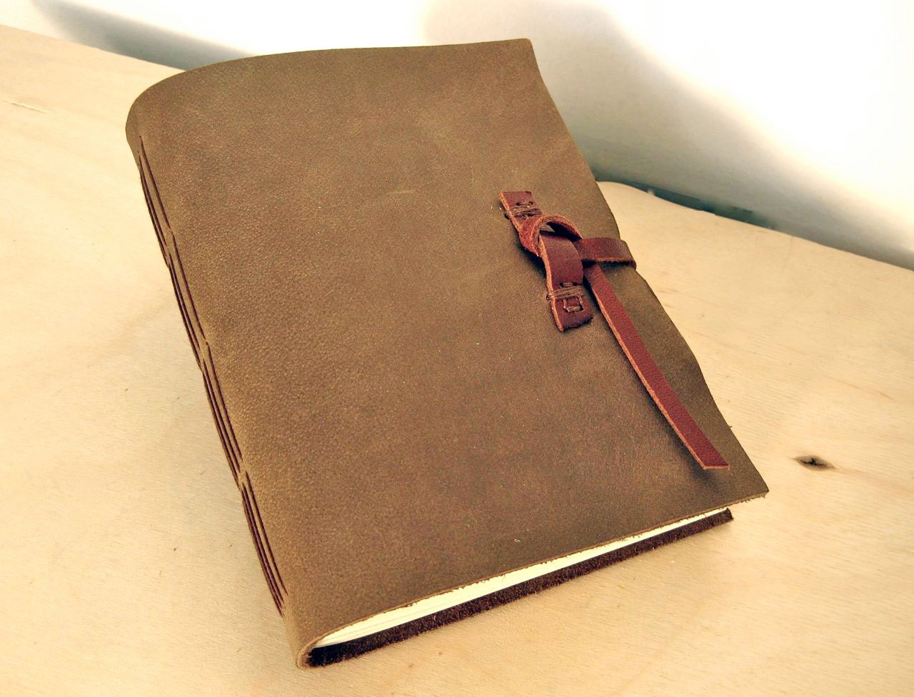 Leather Bound Journal, Gray/Olive Green Leather Journal with closure, the Chunkie Lee