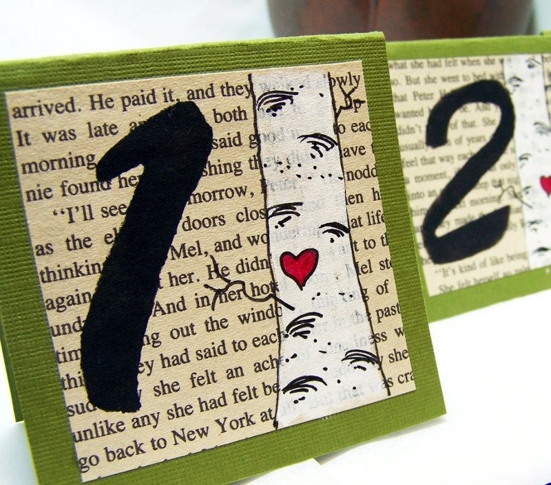 10 Handmade Table Cards -3x3 -Love Birch in Sage Green -Woodland Wedding Decor -Table Number Cards
