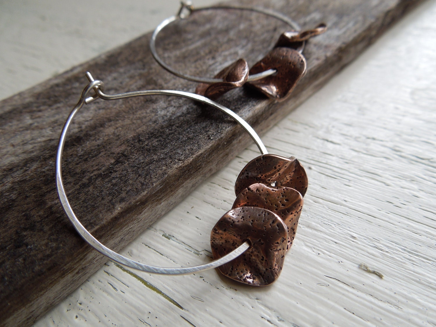 ARTisan Made "Circle of Friends" Earrings - Recycled Copper  - Sterling Silver - Interchangeable - OOAK
