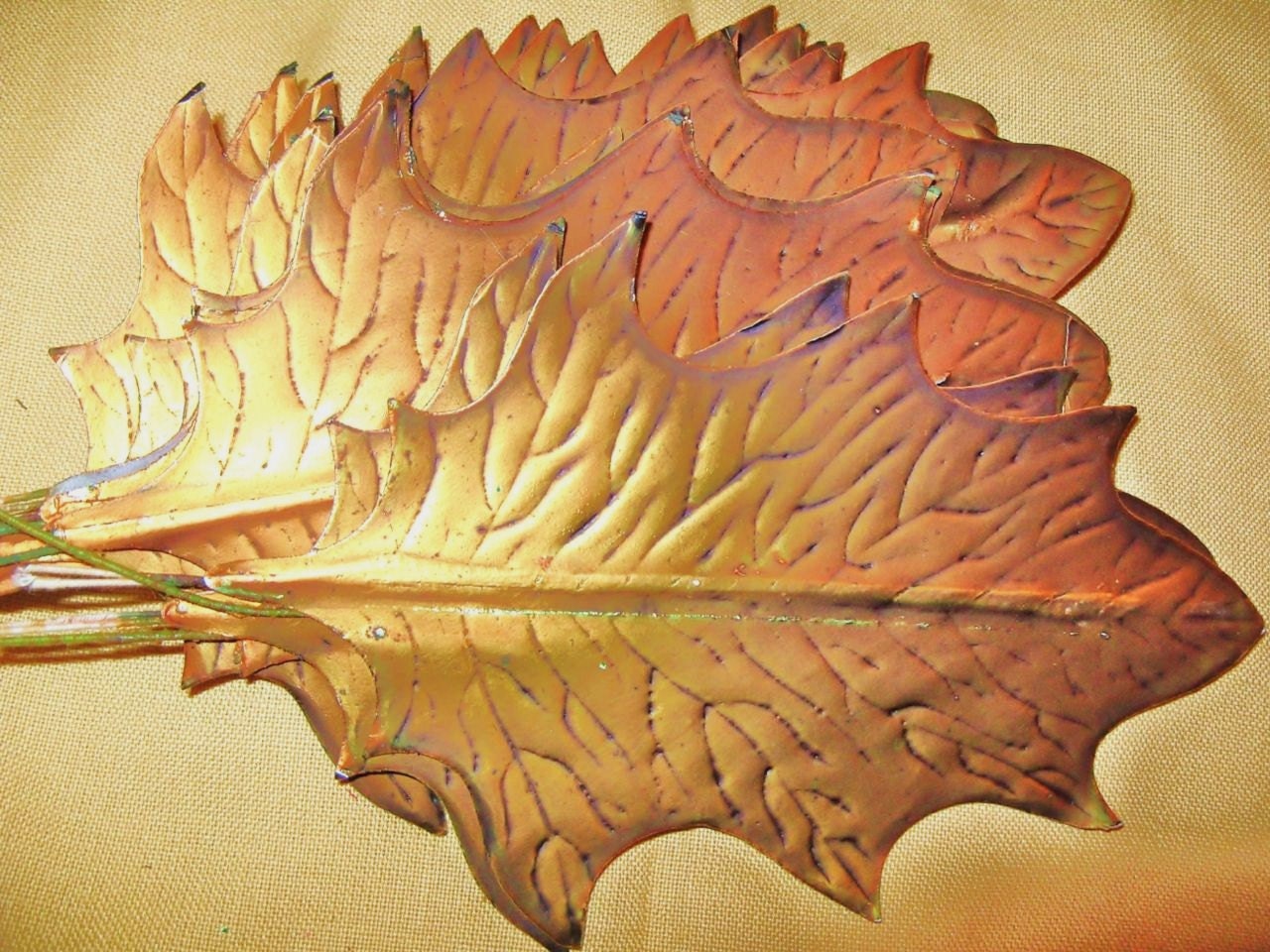 Vintage Metallic Foil Leaves Christmas Honey Gold Wreath Garland Art Craft Supplies 3A