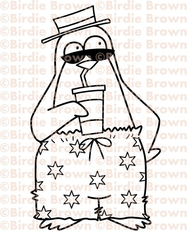 Digital stamp -- Penguin In Summer 03