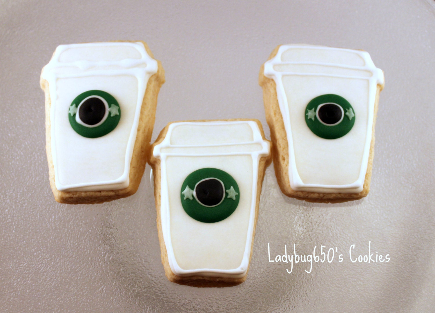 12 Coffee cup shaped cookies, handmade & iced