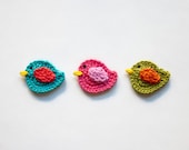 Instant Download - PDF Crochet Pattern -  Bird Applique - Text instructions and SYMBOL CHART instructions