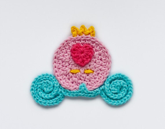 Instant Download - PDF Crochet Pattern - Cinderella Carriage Applique - Text instructions and SYMBOL CHART instructions