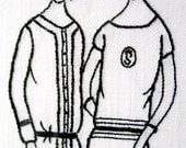 Women handmade embroidery linen 1920's style nouveau deco atelier couture