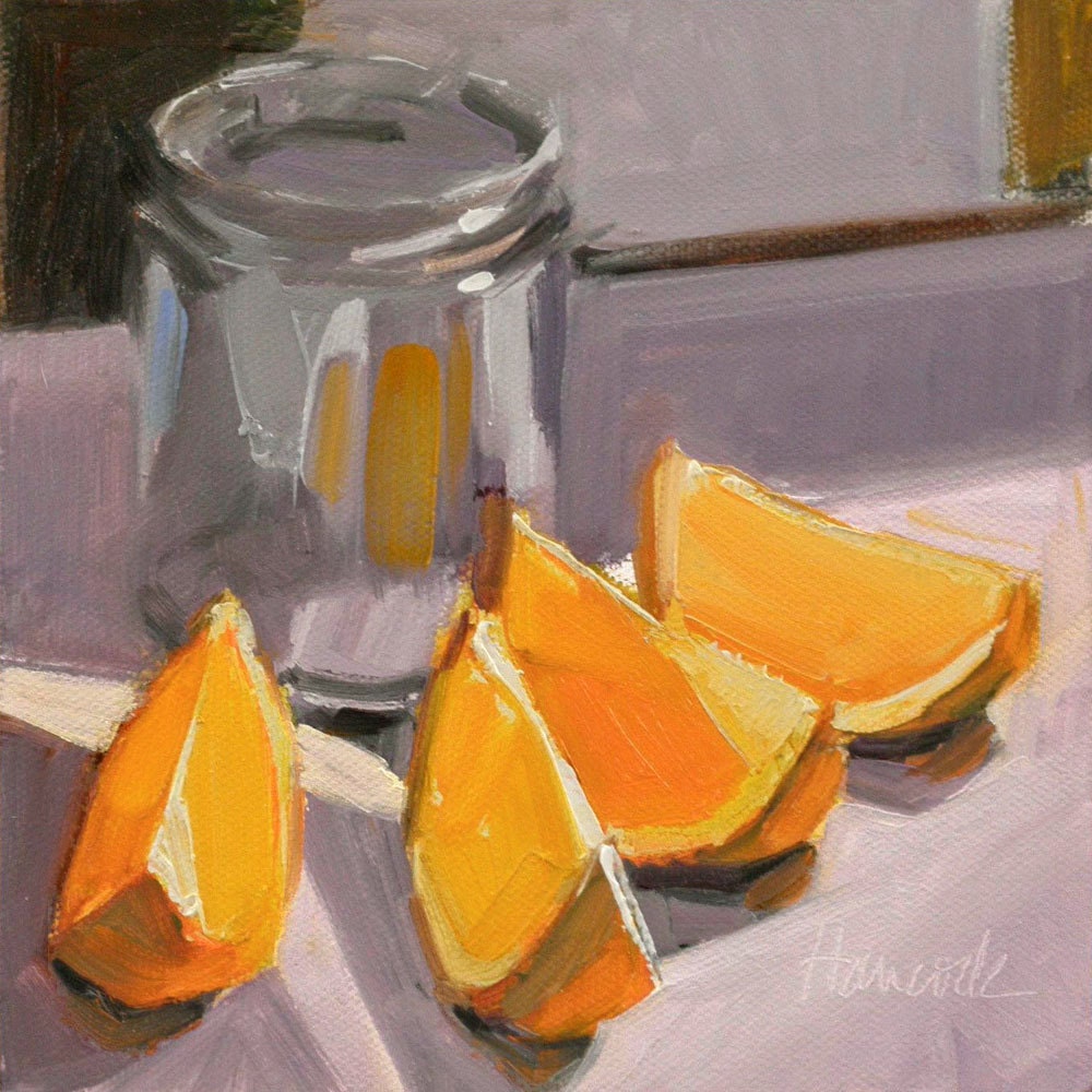 Orange Slices Glass Jar on Lavender