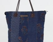 Indigo Hand Block  Printed Handbag