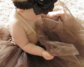 Tutu Cute in Chocolate Brown - Brown Tutu, Flower Clip, and Headband Set for Baby, Toddler, Girl, Child, Photography Prop
