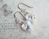 Swarovski Earrings, Swarovski Heart Earrings, Wire wrapped Earrings, Crystal Earrings, Swedish Jewelry Design, Scandinavian Jewelry