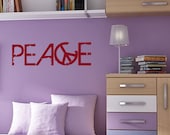 PEACE - Vinyl Wall Art- FREE Shipping - Fun Grunge Wall Decal