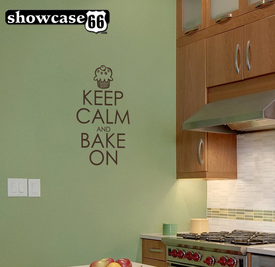 Keep Calm and Bake On - Vinyl Wall Art - FREE Shipping - Fun Kitchen Wall Decal - Great Gift