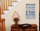 Family Rules - Vinyl Wall Art - FREE Shipping - Know you are loved, Inspirational Gift
