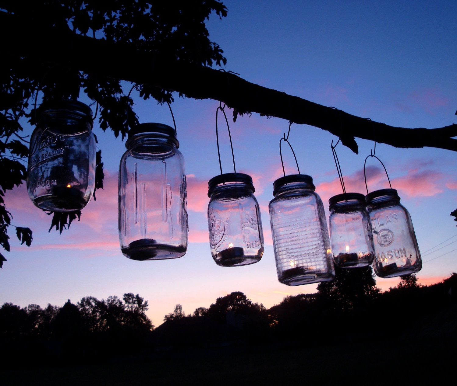 DIY Hanging Mason Jar Luminary Lantern Lids - Set of 6