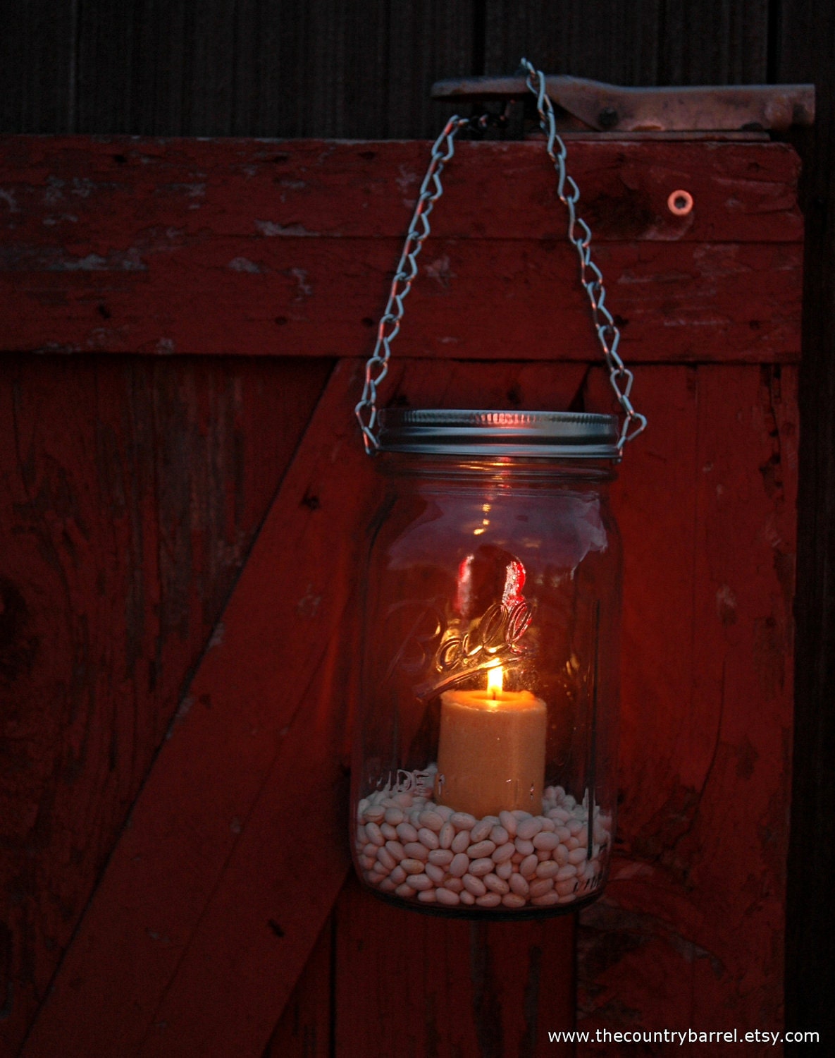 Hanging Mason Jar Tea Light Lantern