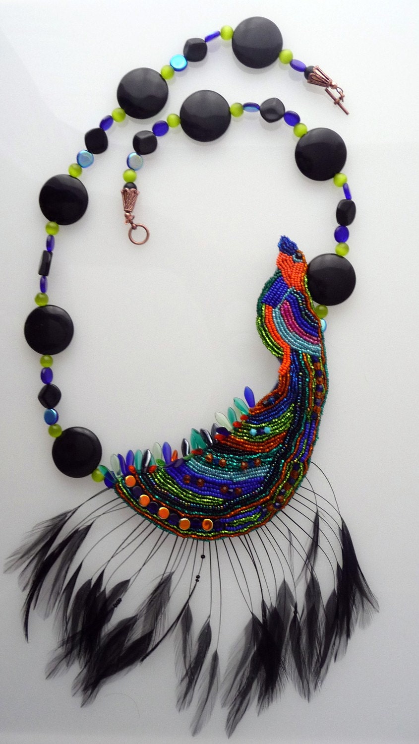 Necklace and earrings set Bird of Paradise by KelkayDesigns