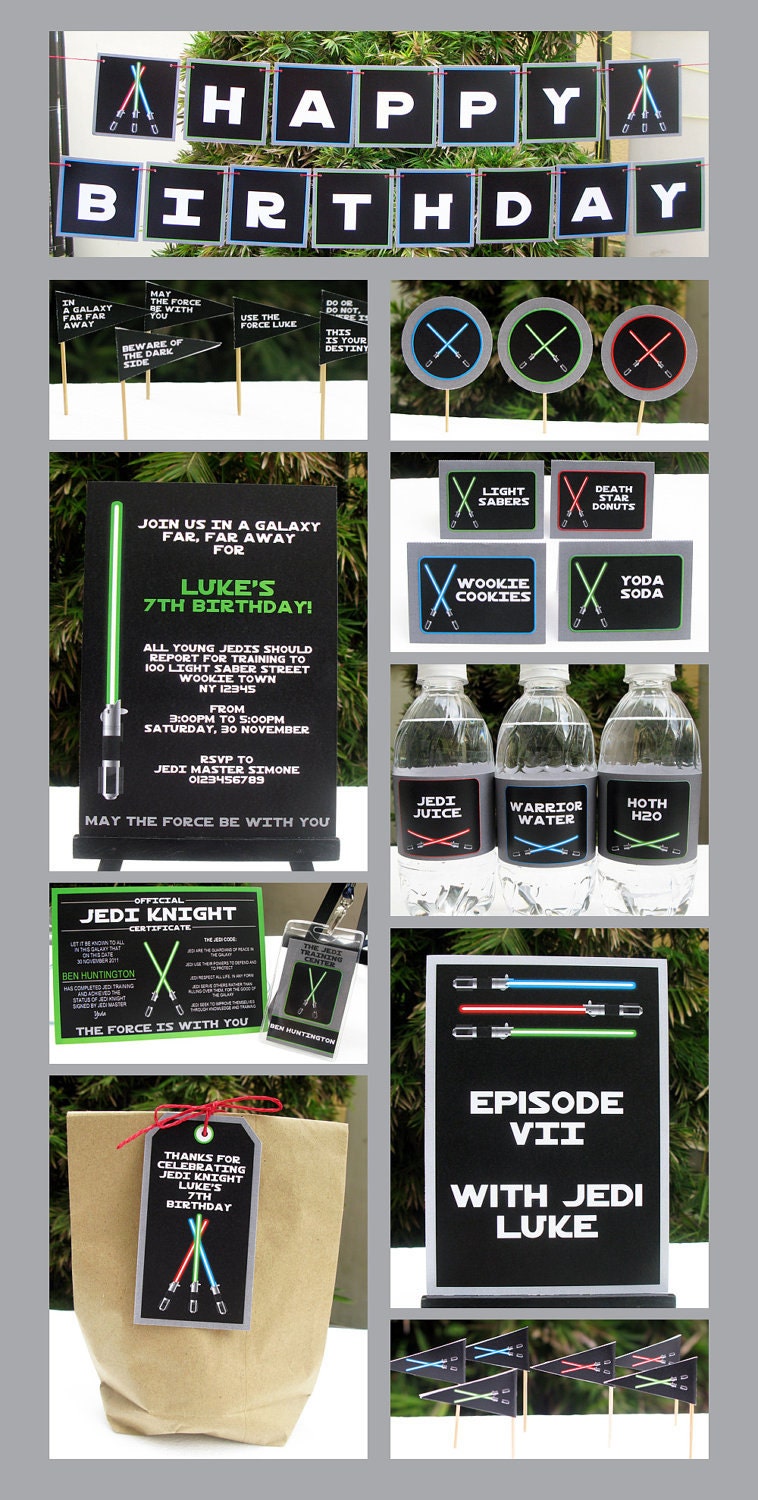 Star Wars Birthday Party Invitation & Printable Party Collection, EDITABLE text PDF file - you personalize at home with Adobe Reader Il_170x135