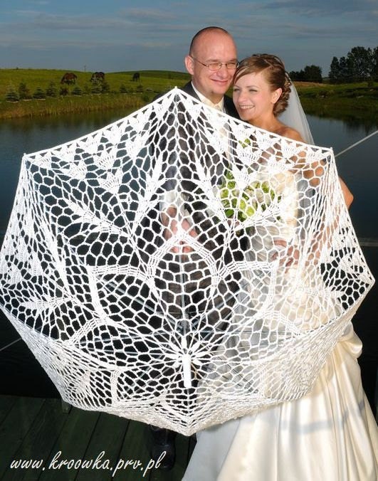 Ivory parasol, wedding crochet lace ecru umbrella, for modern woman and sexy girl, victorian, edwardian, MADE to ORDER
