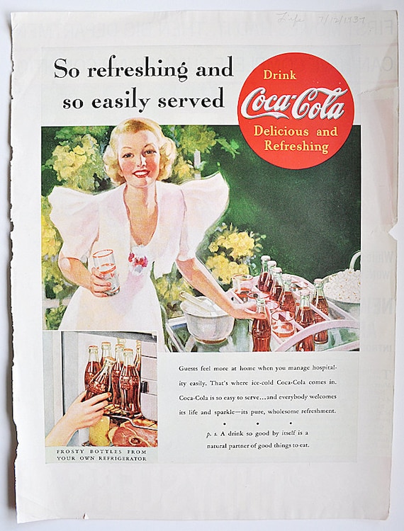 Vintage Coca Cola Advertisements 1930s Set Of 4 By MaudeAndLola