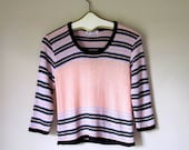 1970s Pink Knit Striped Sweater