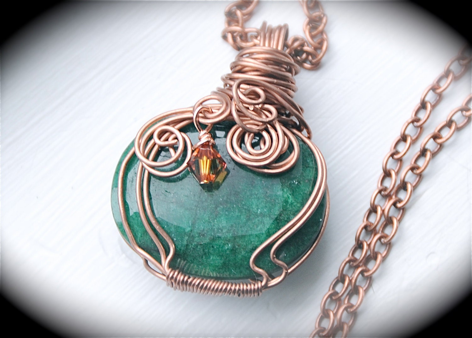 Emerald Necklace, May Birthstone, Raw Emerald Gemstone and Copper Necklace for the 4th Chakra, Yoga, Wedding