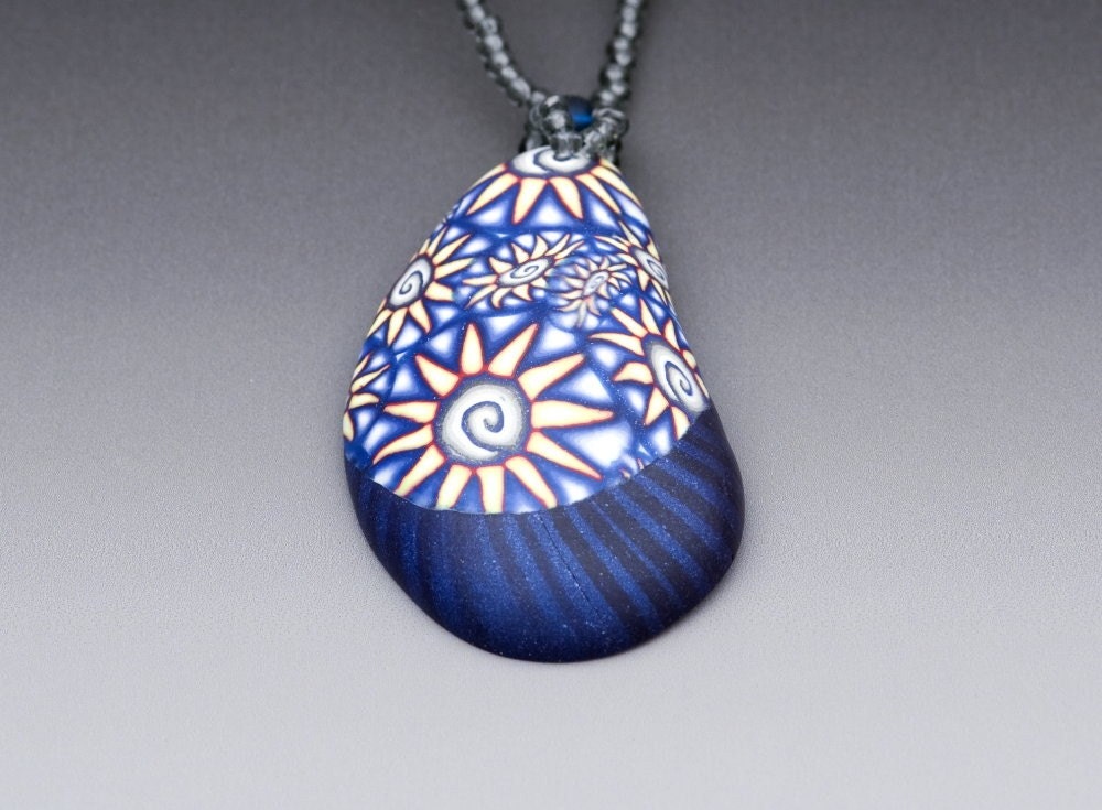 Yellow Star on Blue Mussel Shell Pendant