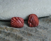 Fossil Imprint Post Earrings in Metallic Dark Rust