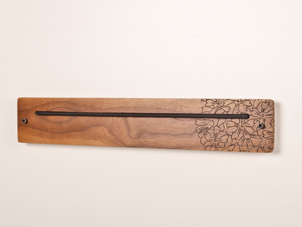 i wear rack Walnut wood with Hawaiian Lei- eyewear storage device