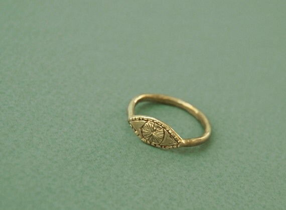 Golden watchful eye ring