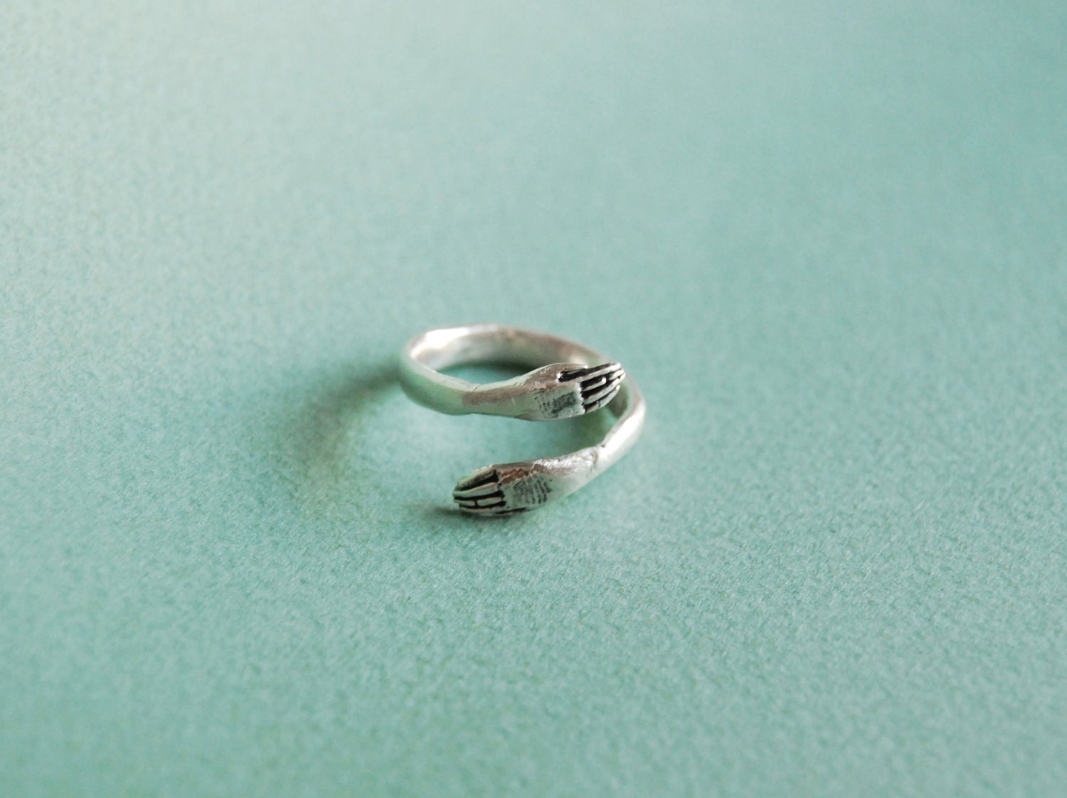 Silver protective hand ring