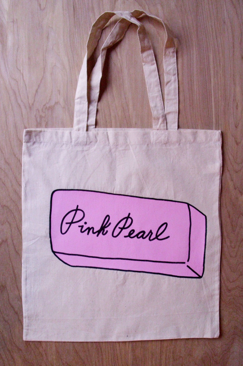 Pink Pearl Cotton Tote bag - Handprinted