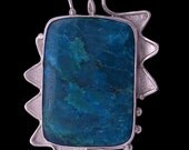 one-of-a-kind azure blue chrysocolla and sterling silver, hand made 'sante fe' pendant by Rubyblue Jewelry
