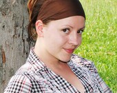 Wide Womens/Teens Stretch Headband- Solid Chocolate Brown