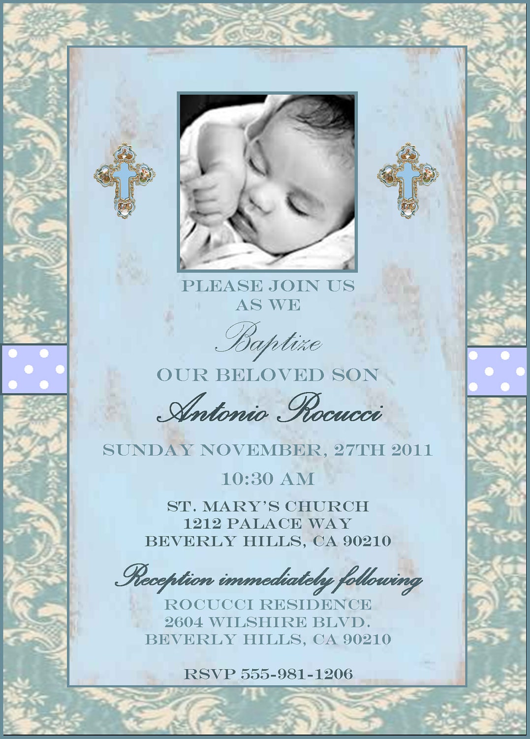 BELLA BAMBINO - Custom PRINTABLE Invitation - Birth Announcement, Baptism, Christening Il_570xn