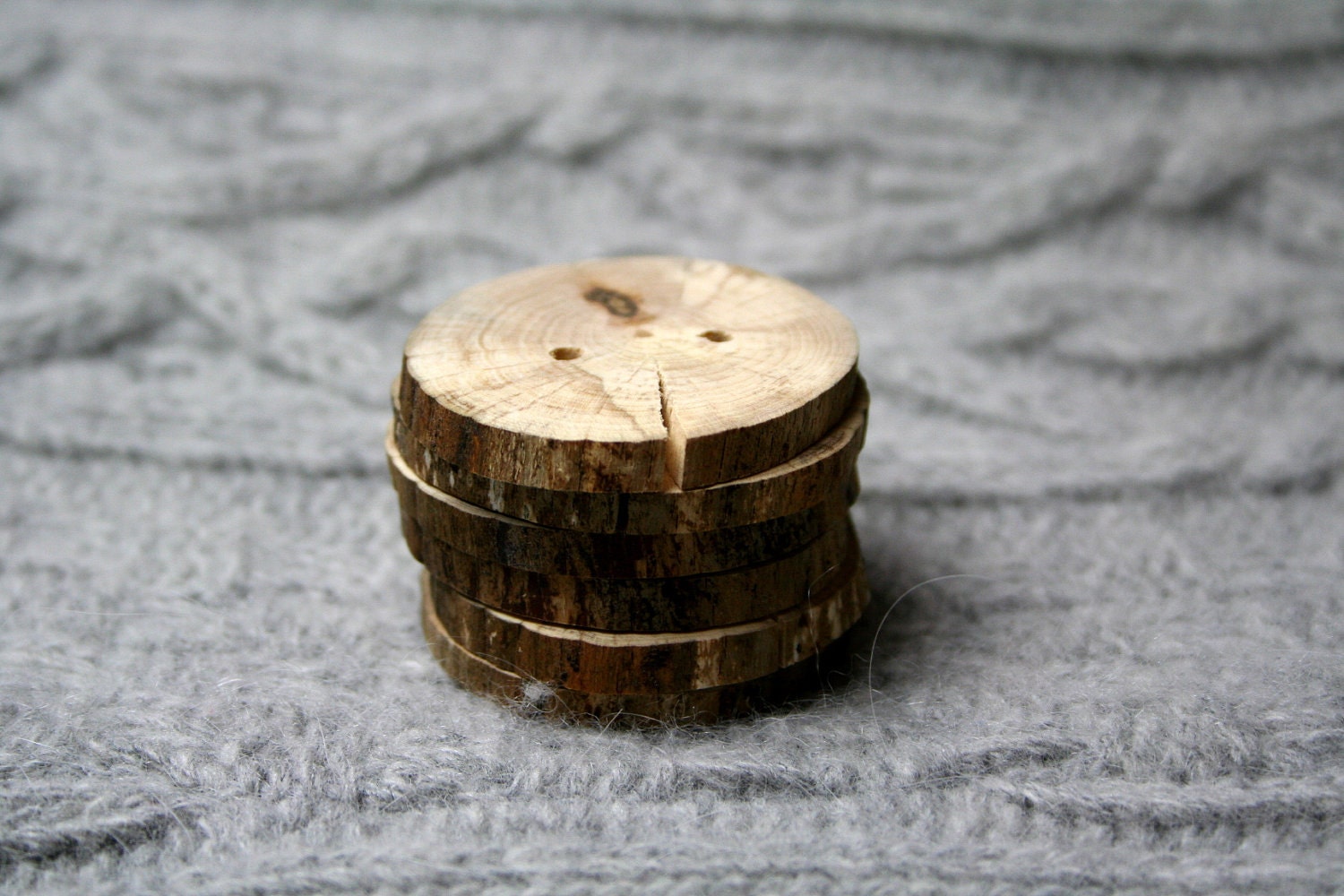 Wood buttons - large buttons - set of 6 with 2 holes - 1 1/2" 4cm