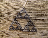 Fractal Necklace - Sierpinski Triangle Jewelry in Midnight